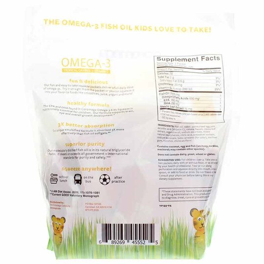 Kids Omega-3 Tropical Squeeze + D, COM